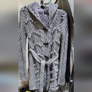 Gray Knit Hooded Sweater